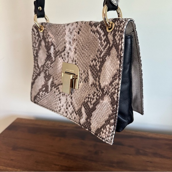 NWOT. Coccinelle Gray Snakeskin Crossbody Bag with Gold Hardware. Leather. - Picture 9 of 10